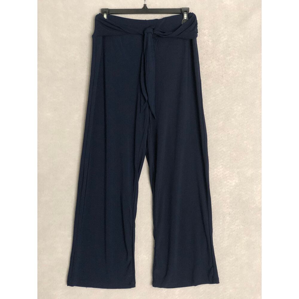 NY Collections Pull-On Pants with Sash Navy Women's Petite Medium NEW